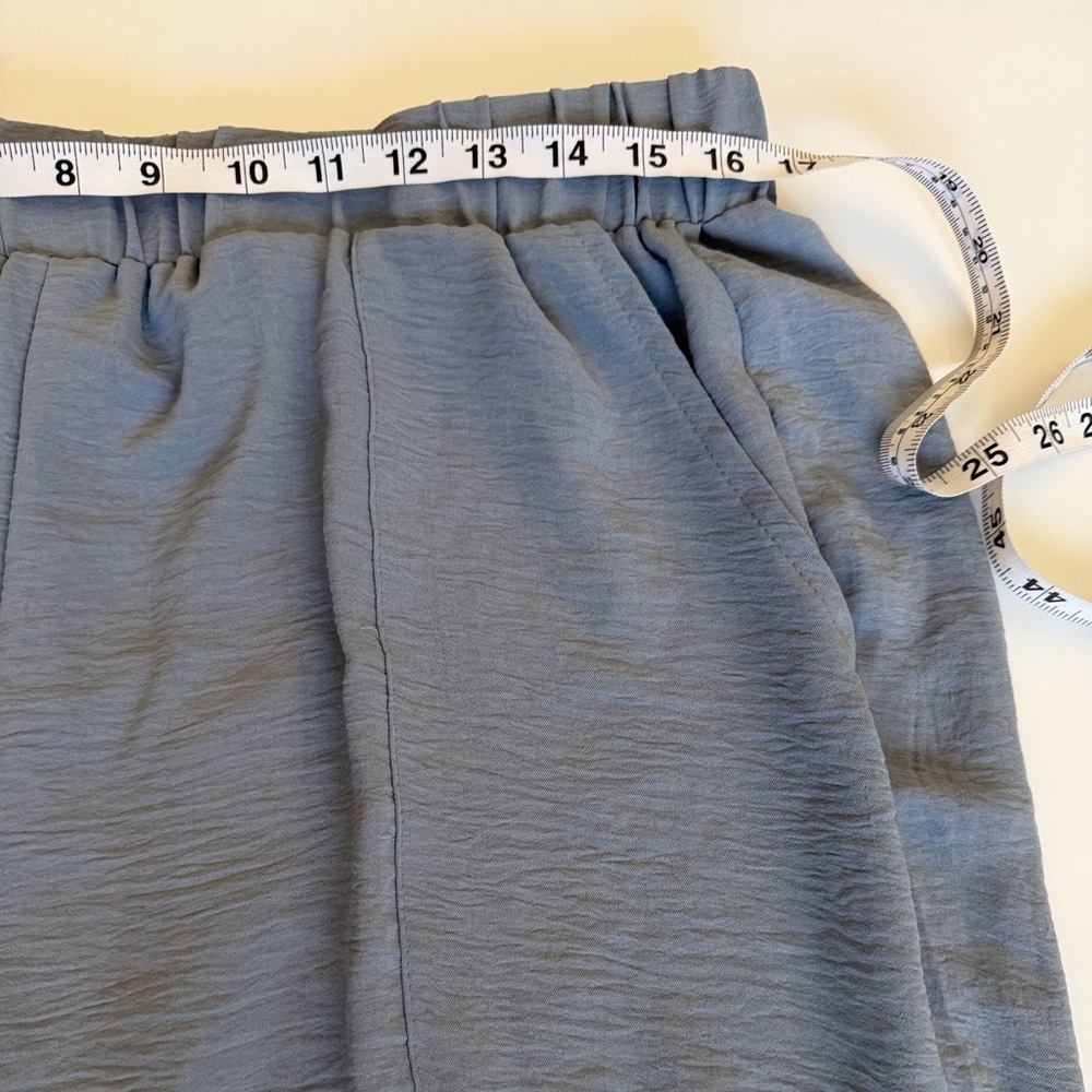 Textured Balloon Pants 2XL Plus Size Crinkle Lagenlook Elastic Waist Blue Gray - Picture 4 of 7